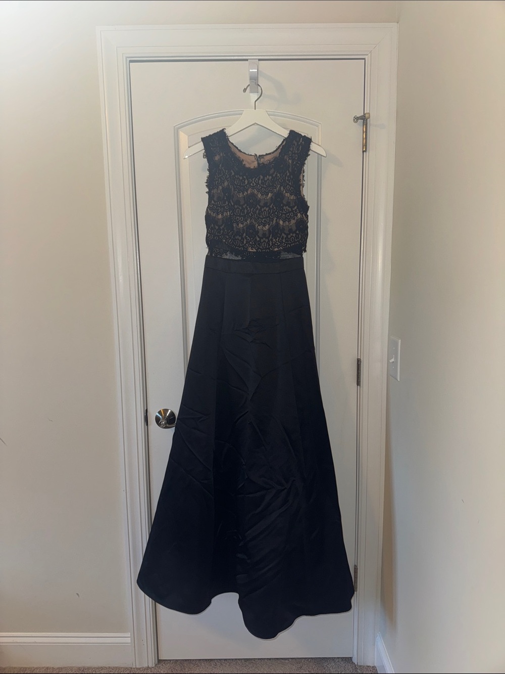 Betsy & Adam Nude Black Evening Dress